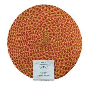 Bee & Willow Placemat Set (4) 14" Round Multicolor Orange Jute